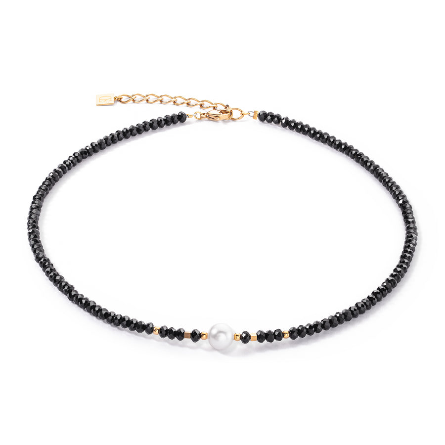 Mystic Pearl Beaded Gold-Black Necklace