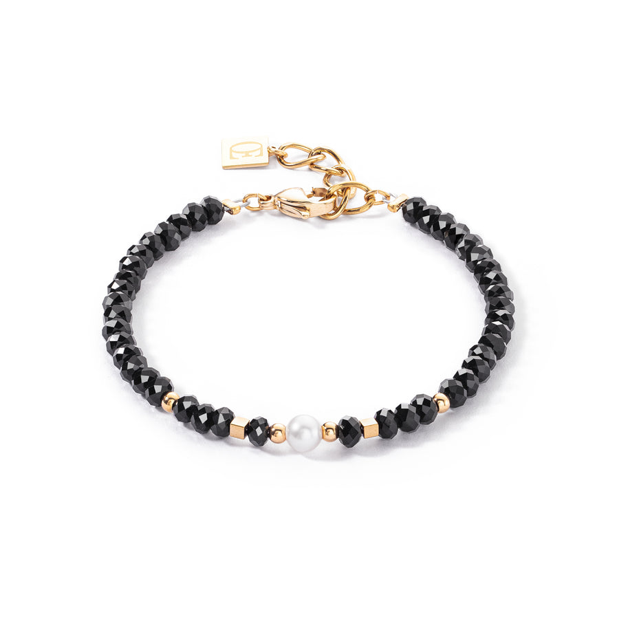 Mystic Pearl Gold-Black Beaded Bracelet