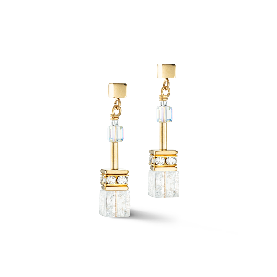 GeoCUBE® Iconic Nature Gold & White Earrings