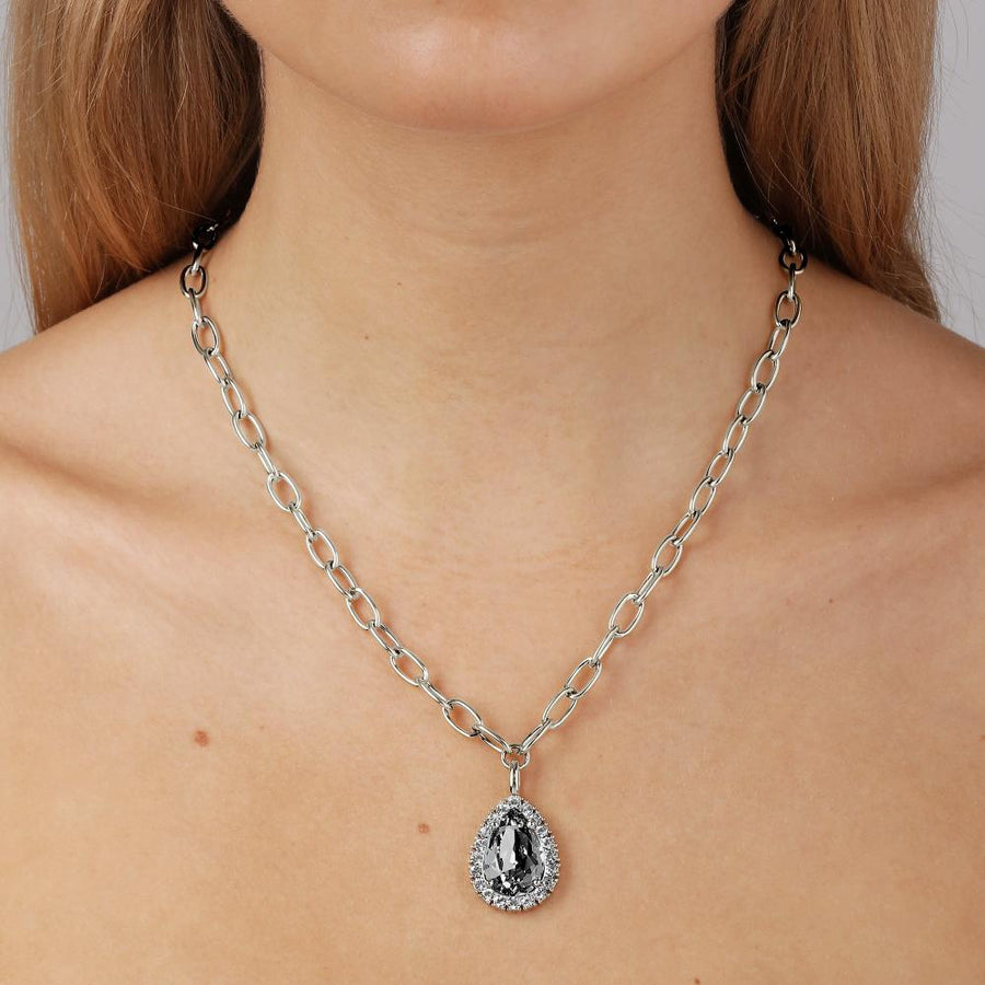 Metta SS Grey/Crystal Necklace