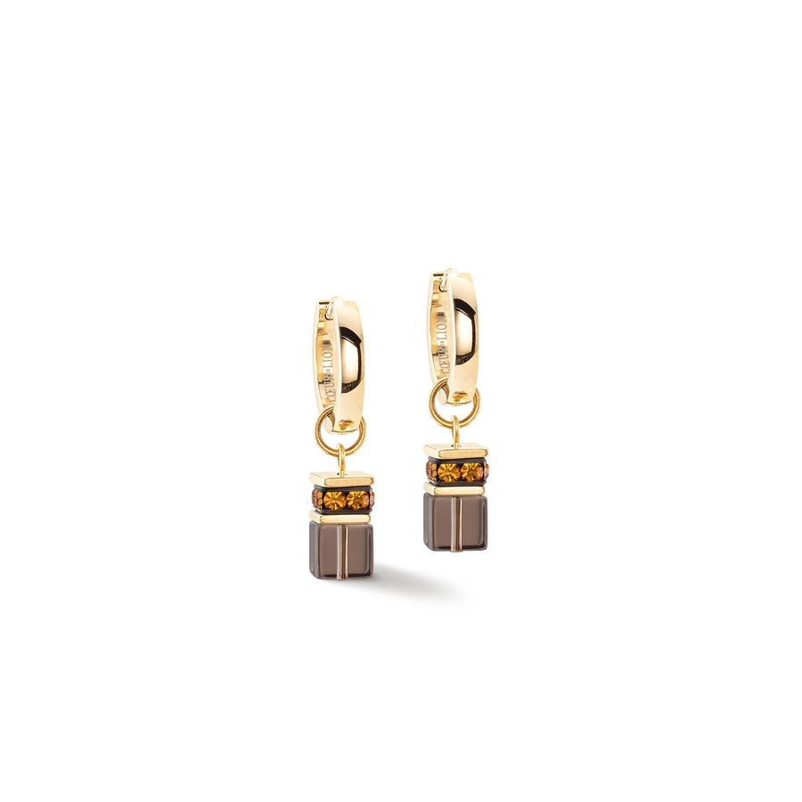 GeoCUBE® Chunky Chain Gold-Brown Hoop Earrings 4524211116