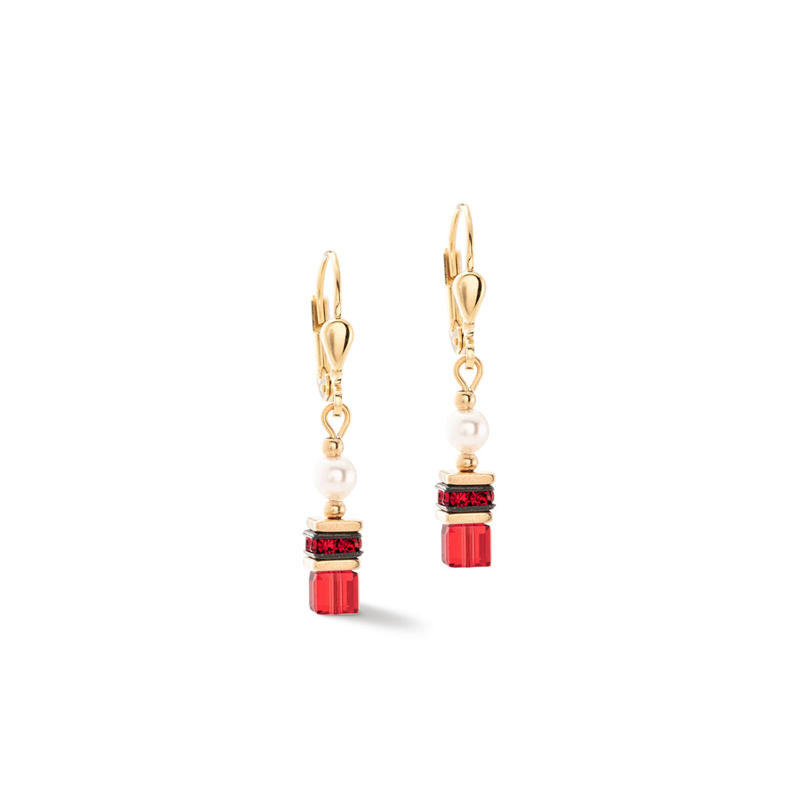 Sparkling Princess Gold Red Earrings