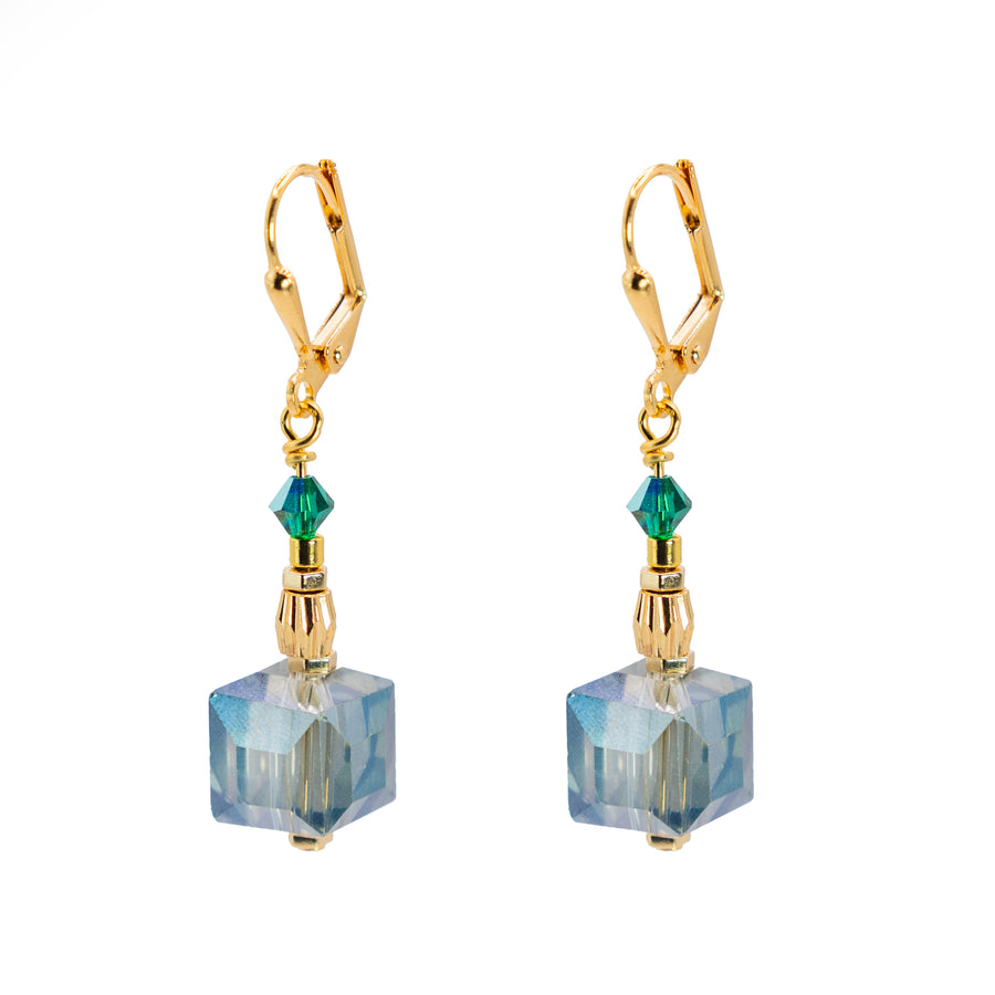 AMARA Cube Earrings- Emerald Short