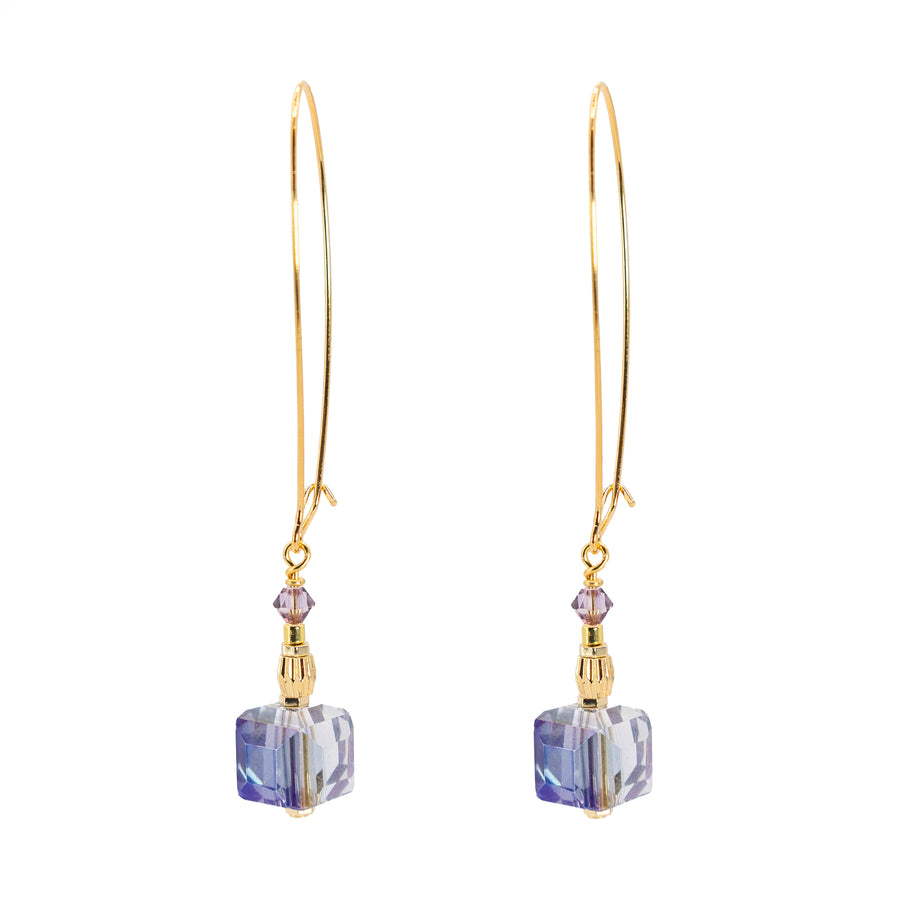 AMARA Cube Earrings- Amethyst Long