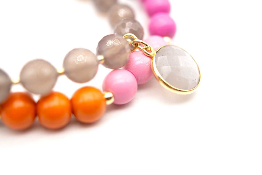 Mala Twin Grey Berry Bracelet