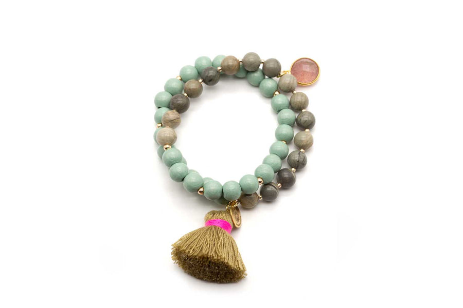 Mala Twin Soft Green Bracelet