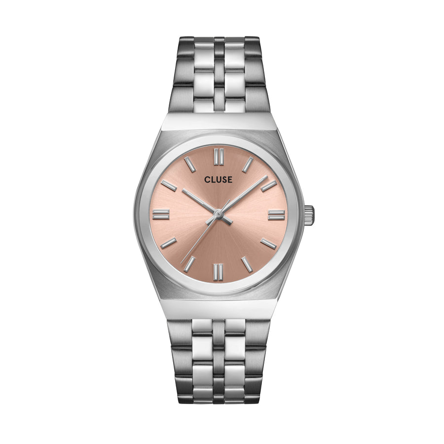 Cluse Retro 70's Watch Steel, Light Salmon, Silver