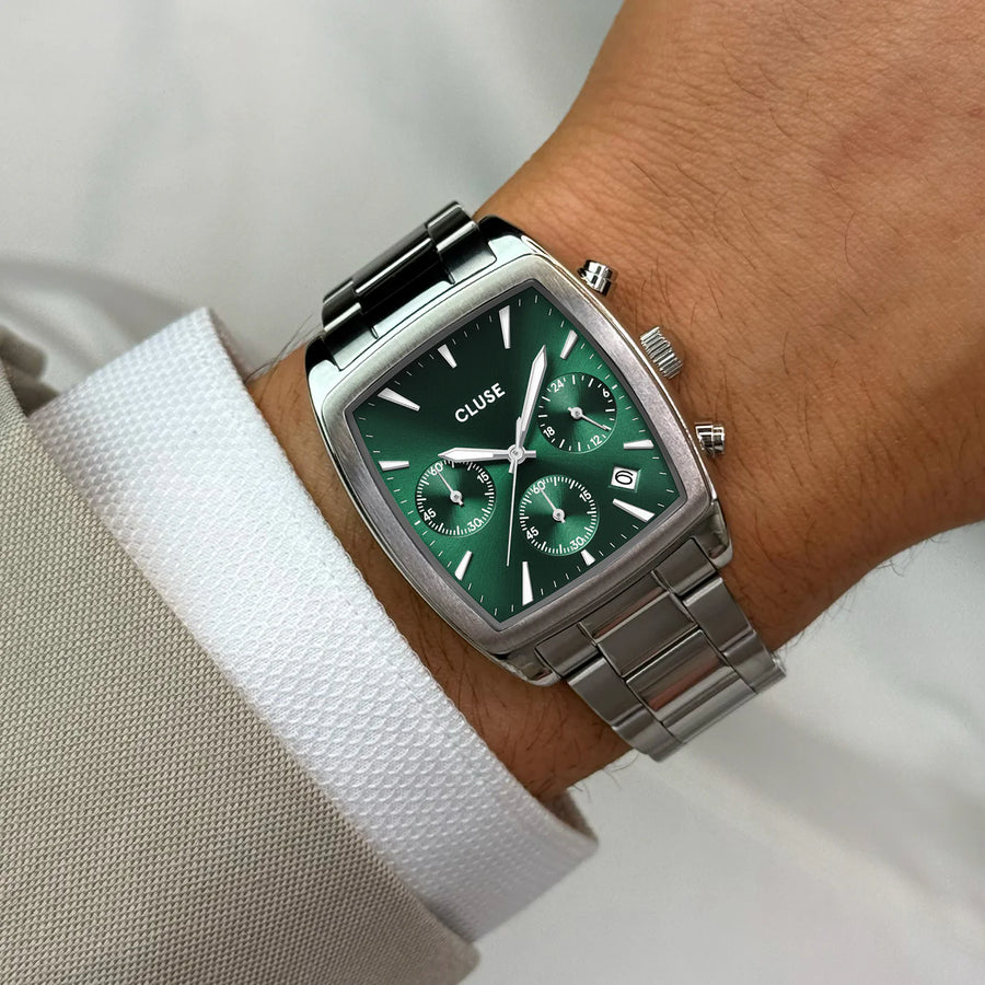 Cluse Quartaut Watch Steel, Green, Silver