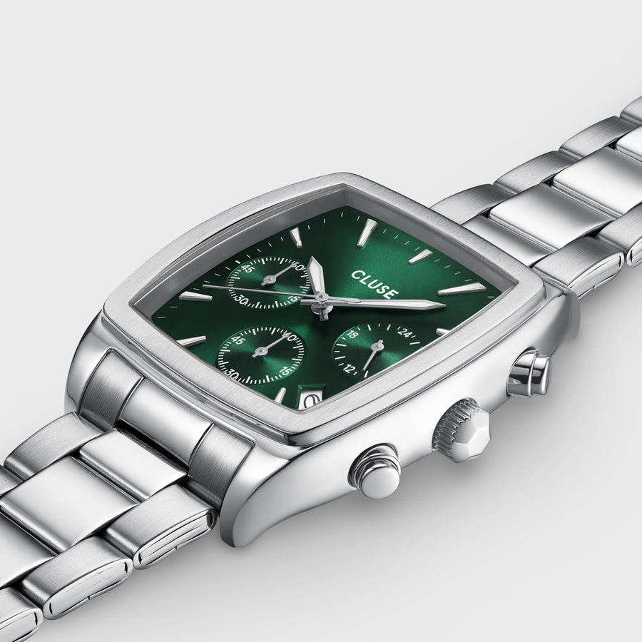 Cluse Quartaut Watch Steel, Green, Silver