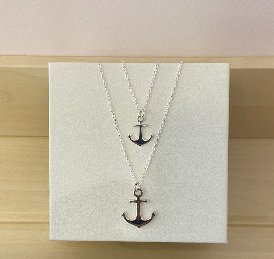 Anchor necklace; Sterling silver necklace