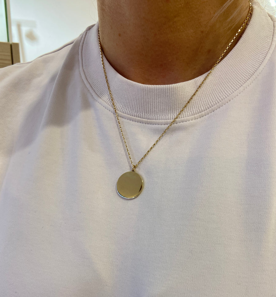 9ct Gold Engravable Disc Necklace