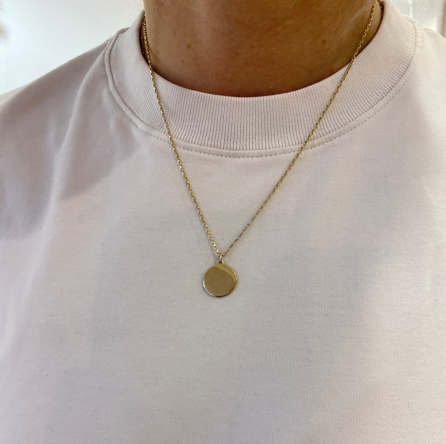 9ct Gold Engravable Disc Necklace