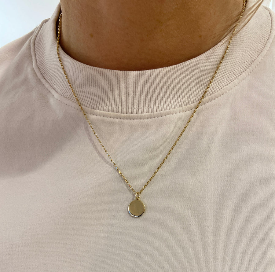 9ct Gold Engravable Disc Necklace