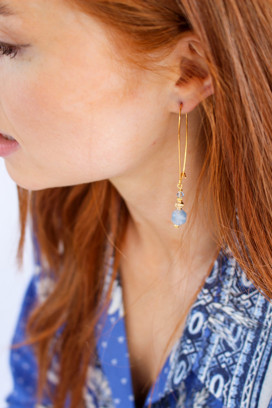 Athena Azure Earrings- Long