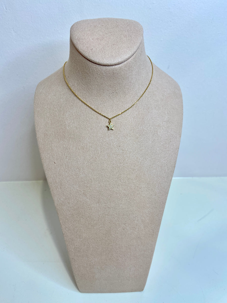 sparkle star necklace; 9ct Gold; delicate necklace