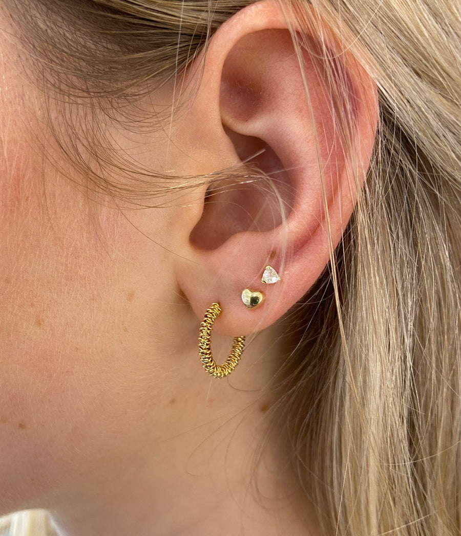 textured 9ct gold hoop earrings; 9ct gold hoop earrings