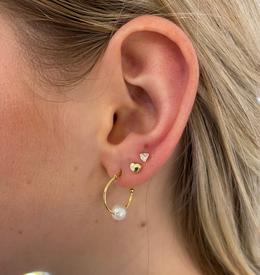 Pearl Hoop Earring; 9ct Gold Earring