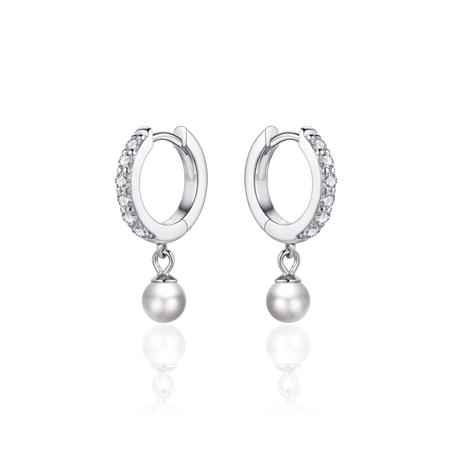 Sparkle with Pearl Drop Hoop Earring