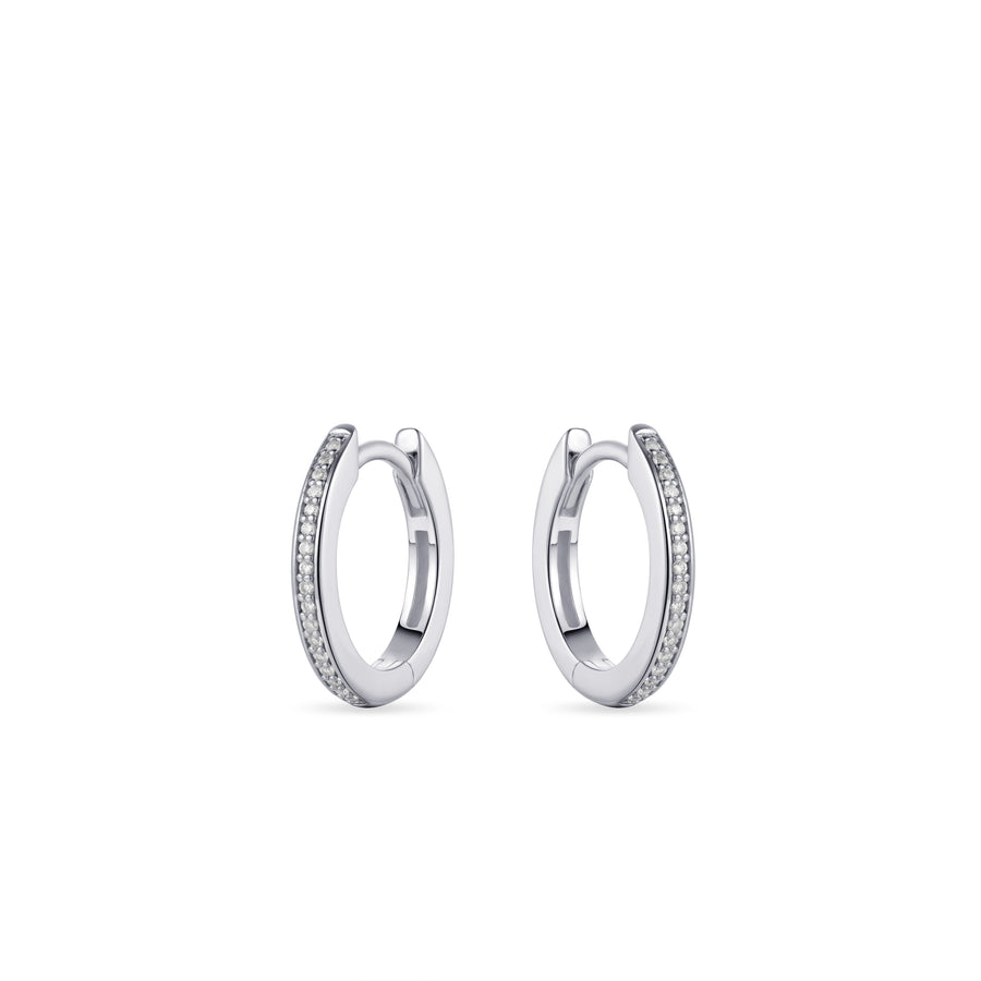 Medium sparkle hoop huggie style earring. 925 Sterling Silver and 18ct Gold Plated.