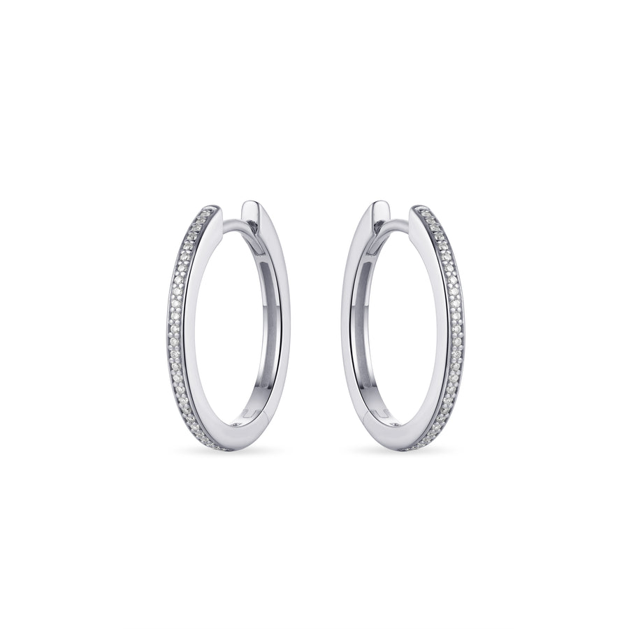 Sparkle CZ Stone Large Hoop Huggie Style Earring. 925 Sterling Silver and 18ct Gold Plated.