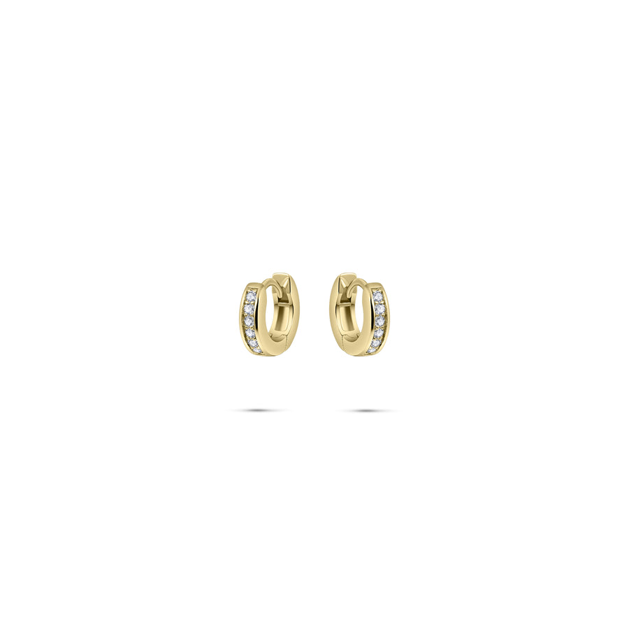 Staple small CZ Stone  huggie hoop earring. 925 Sterling Silver and 18ct Gold Plated.