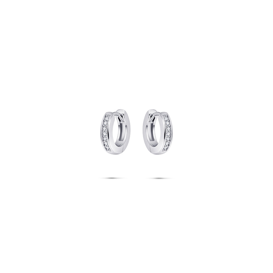 Medium sparkle hoop huggie style earring. 925 Sterling Silver and 18ct Gold Plated.