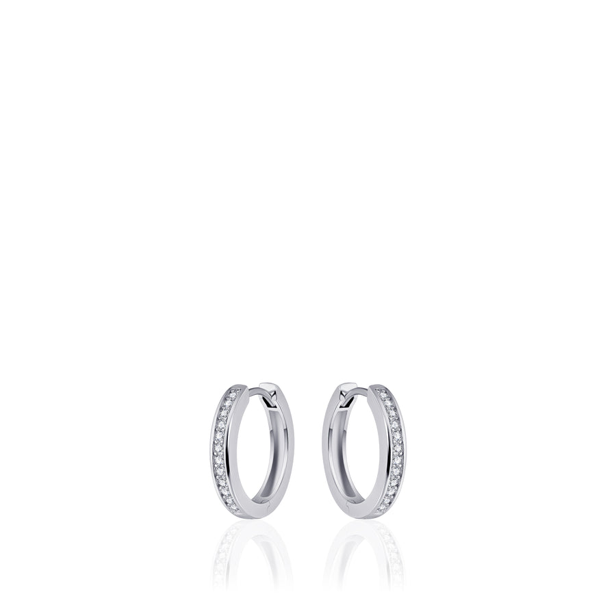 Sparkle CZ Stone Hoop Huggie Style Earring. 925 Sterling Silver and 18ct Gold Plated.