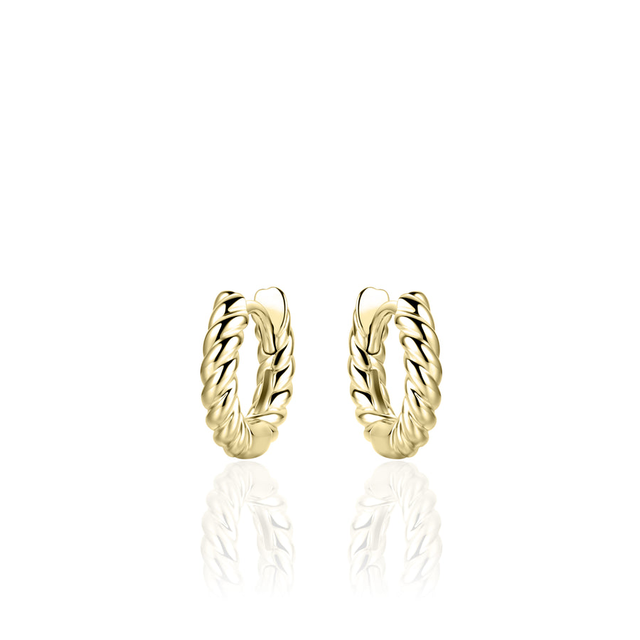 Staple small huggie hoop earring. 925 Sterling Silver and 18ct Gold Plated.