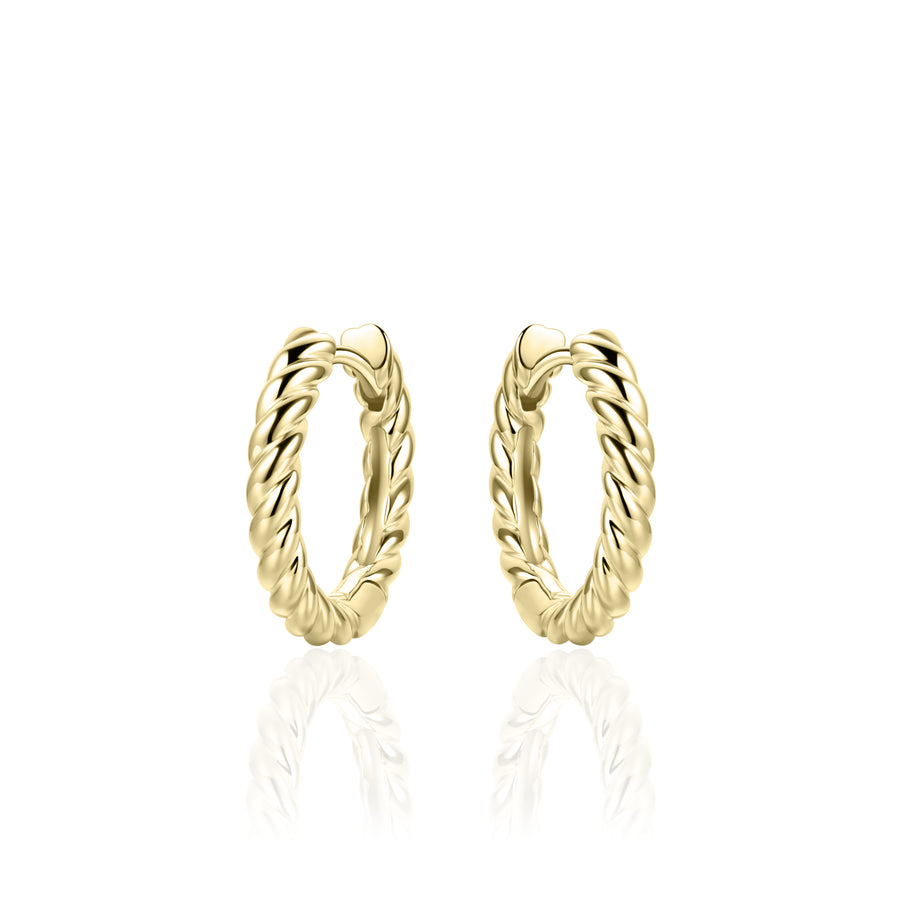 Medium hoop twist huggie style earring. 925 Sterling Silver and 18ct Gold Plated.