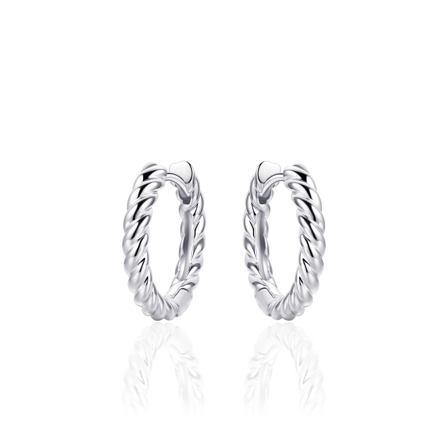 Medium hoop twist huggie style earring. 925 Sterling Silver and 18ct Gold Plated.