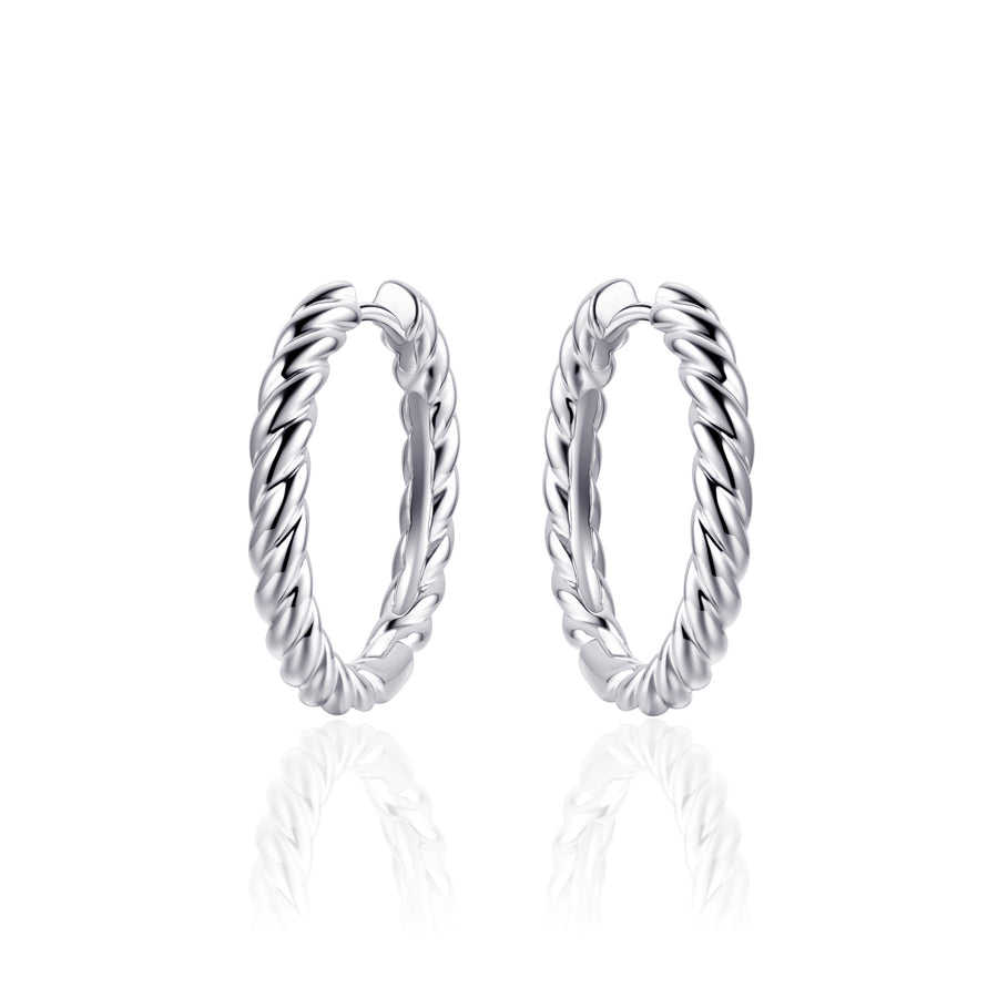 Large Twisted Hoop Huggie Style Earring. 925 Sterling Silver and 18ct Gold Plated. 