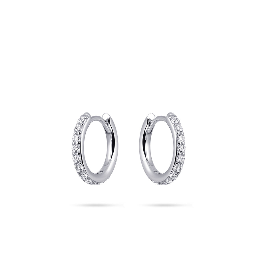 Staple small sparkle huggie hoop earring. 925 Sterling Silver and 18ct Gold Plated.