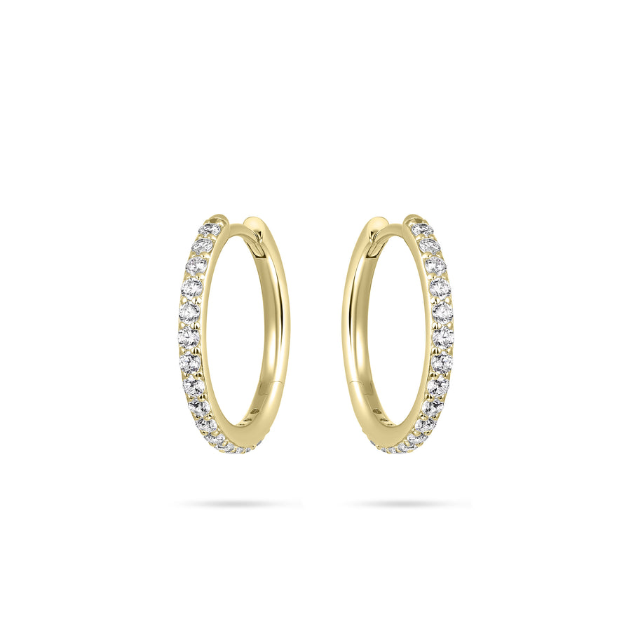 Medium hoop sparkle huggie style earring. 925 Sterling Silver and 18ct Gold Plated.