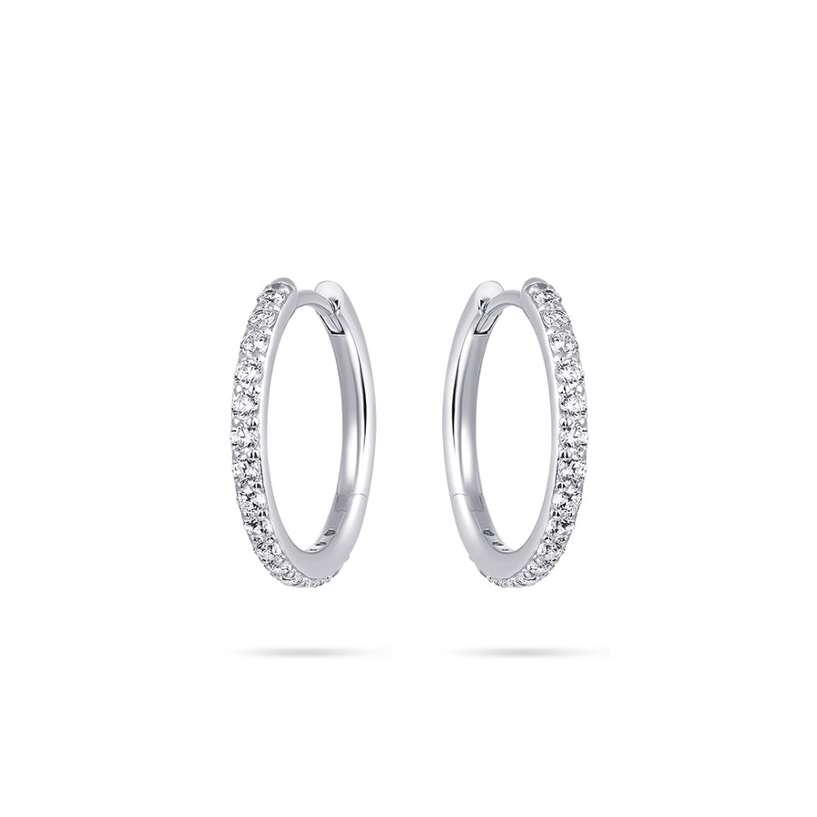 Medium hoop sparkle huggie style earring. 925 Sterling Silver and 18ct Gold Plated.