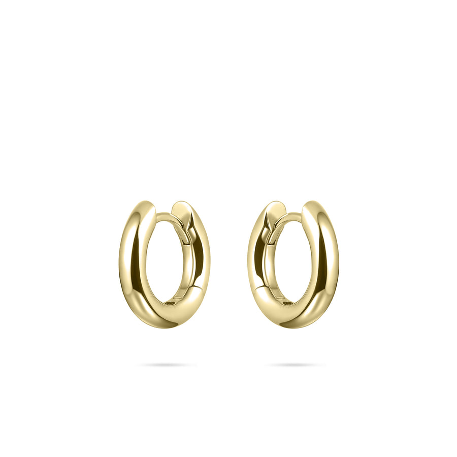 Staple small huggie hoop earring. 925 Sterling Silver and 18ct Gold Plated.