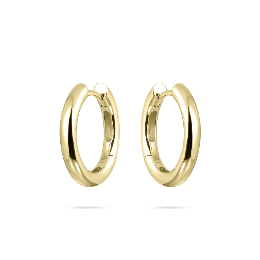 Medium hoop huggie style earring. 925 Sterling Silver and 18ct Gold Plated.