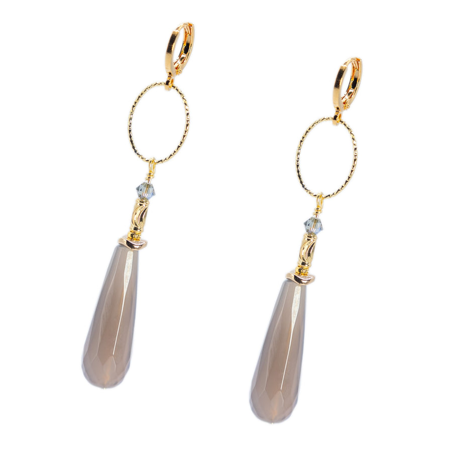 Rhiannon Oval Long Drop Earrings