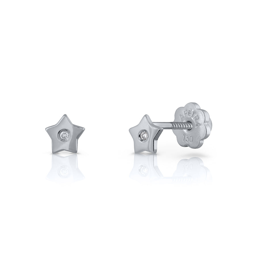 Various Shapes Diamond Stud 18k White Gold Earring