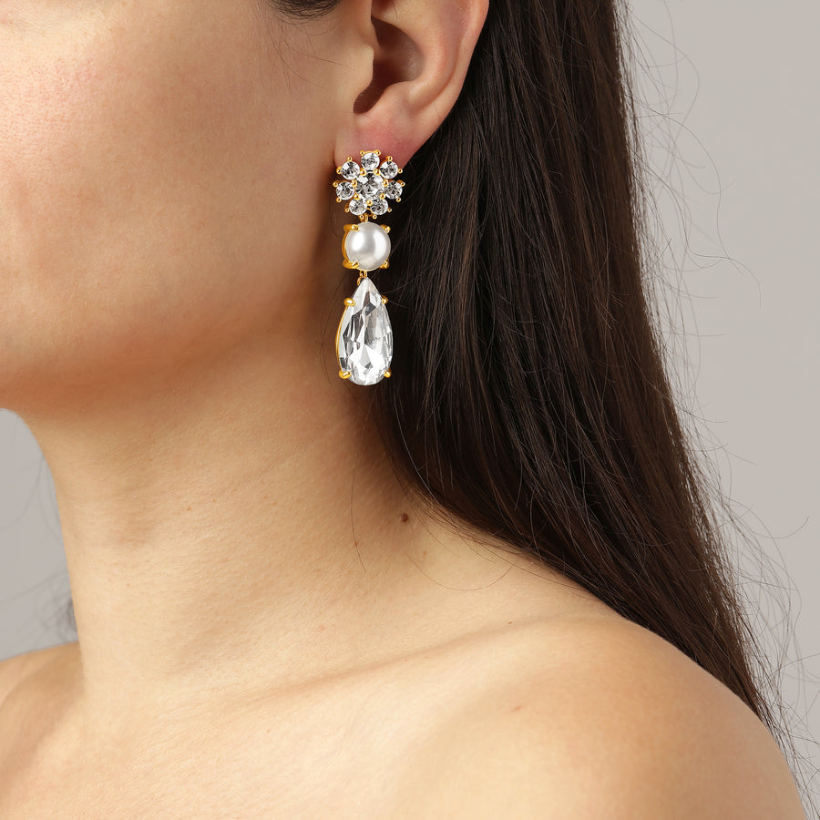 Misia SG Crystal/White Pearl Earrings