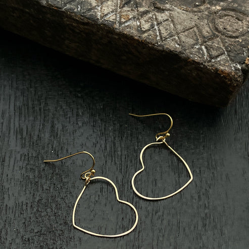 Hammered Heart Drop Earrings