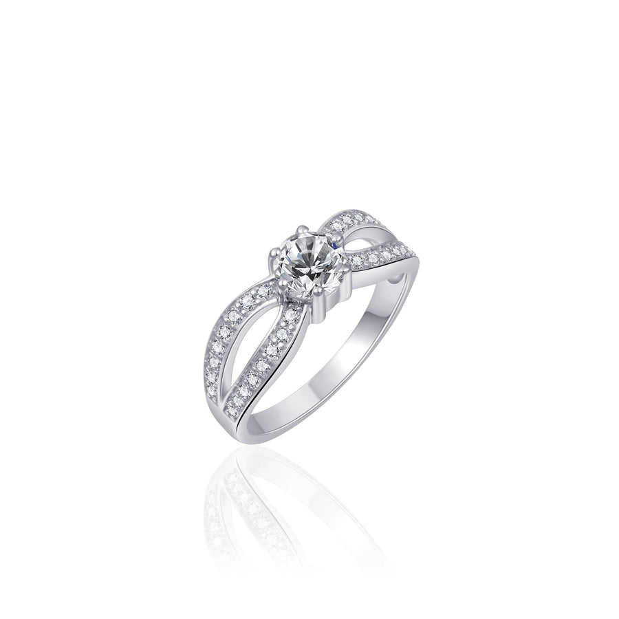 Solitaire Double Band Ring