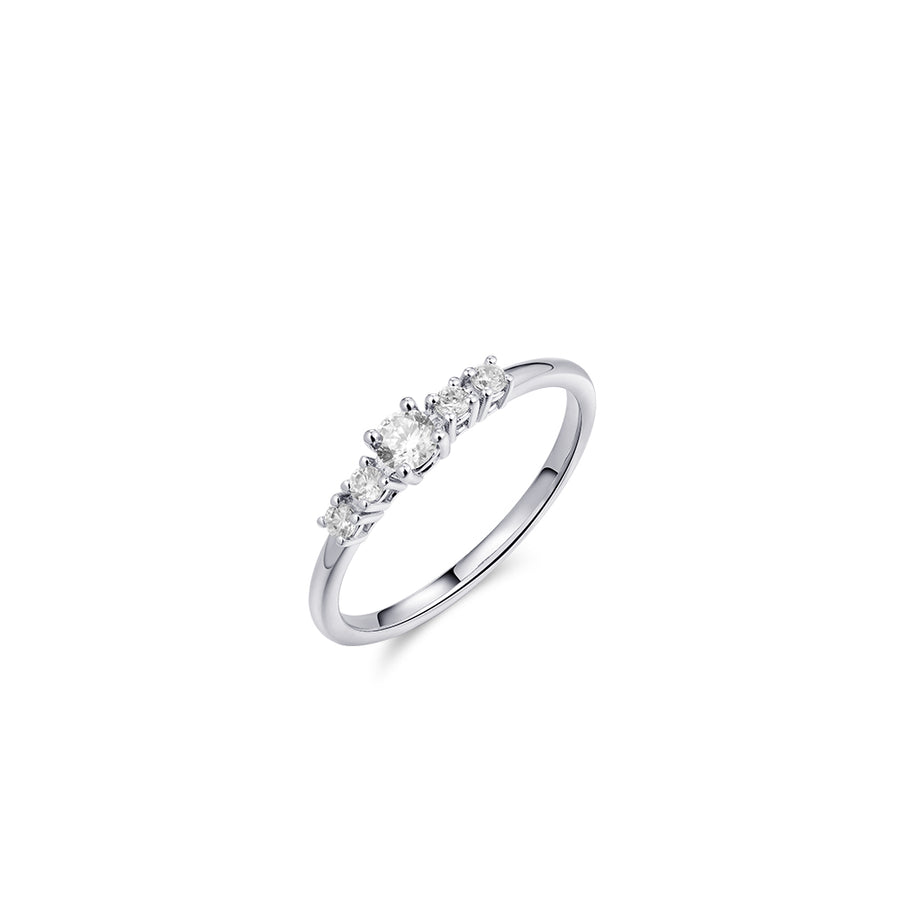 Five Stone CZ Stone Ring. 925 Sterling Silver Solitaire Ring.