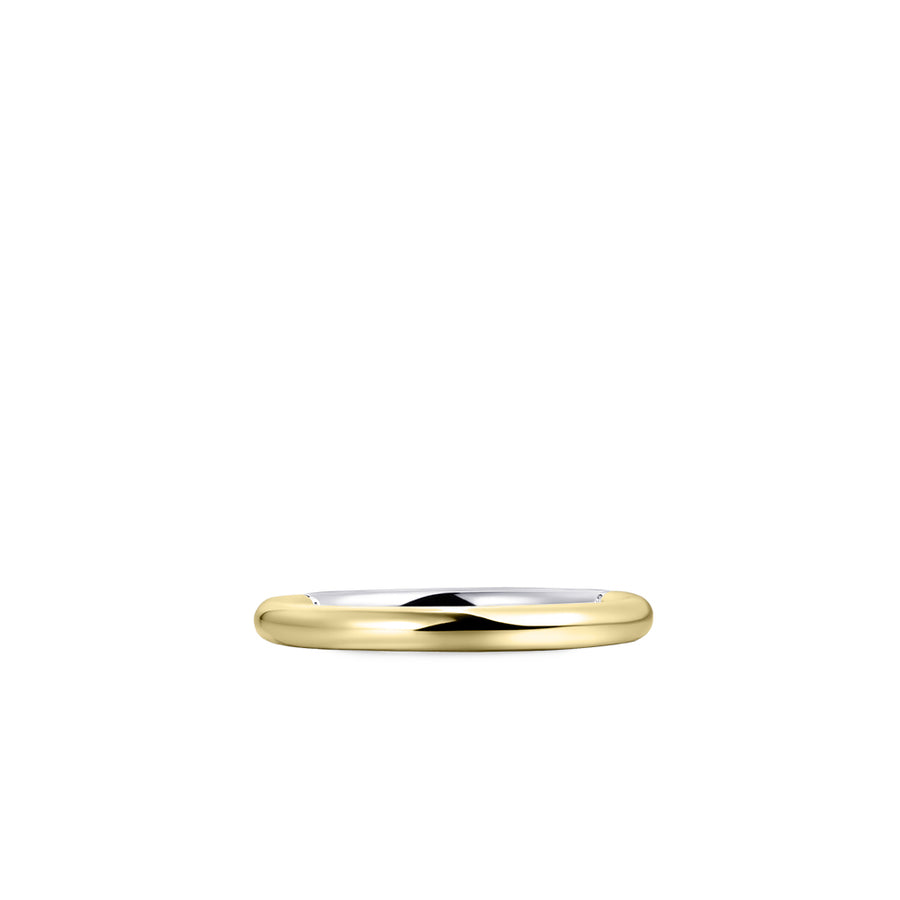 Simple Band Ring. 925 Sterling Silver and 18ct Yellow Gold