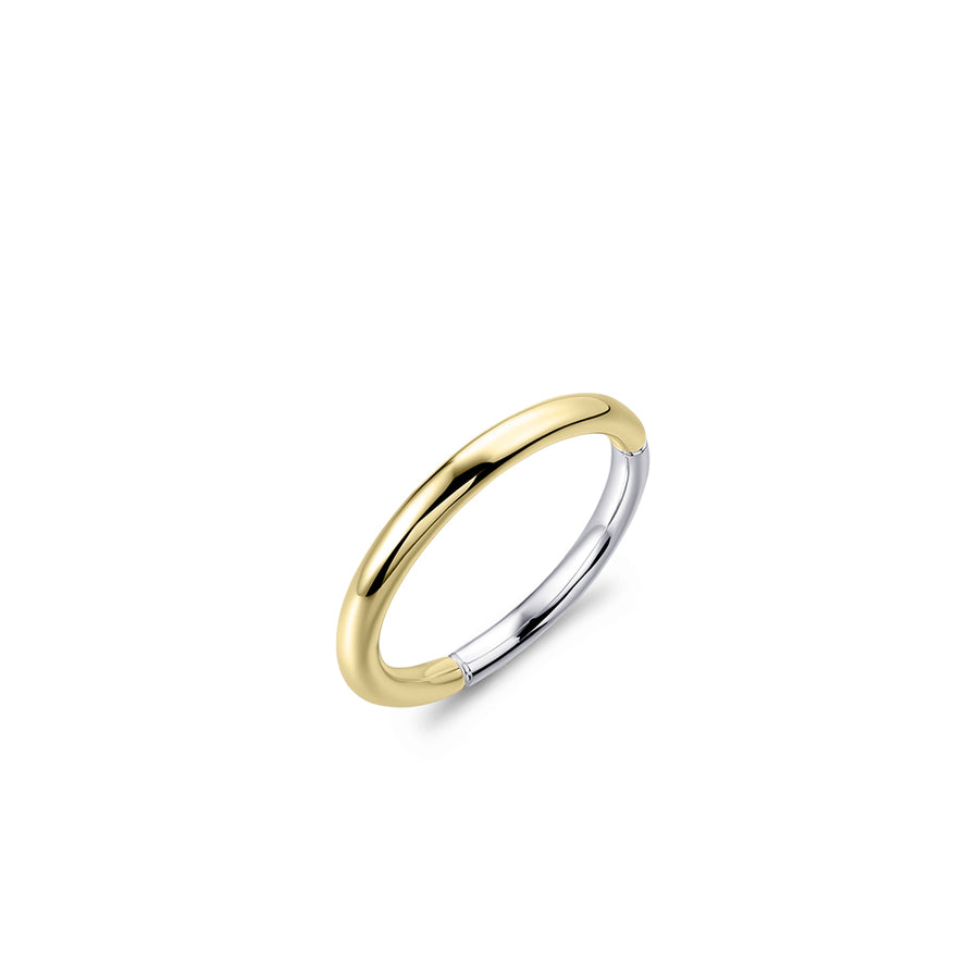 Simple Band Ring. 925 Sterling Silver and 18ct Yellow Gold 