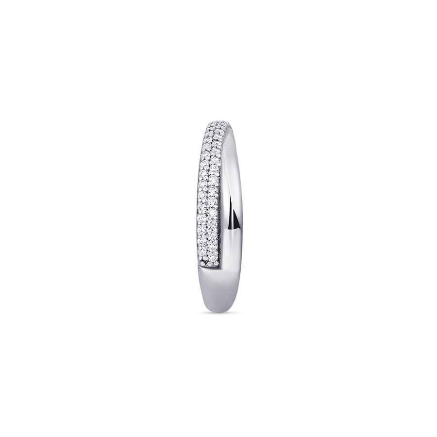 Crossing Bands Sterling Silver Pave Ring. 925 Sterling Silver Ring.