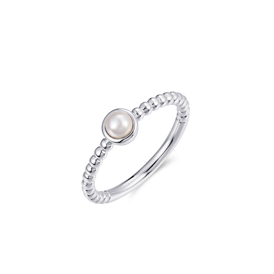 Twisted Round Pearl Ring