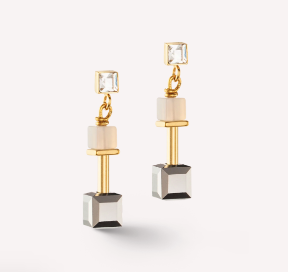 GeoCUBE® Precious Slider Closure earrings gold grey 5074211216