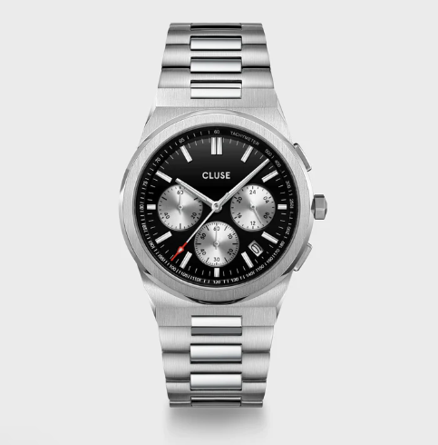 Vigoureux Chrono Steel Black and Silver, Silver Colour CW20806