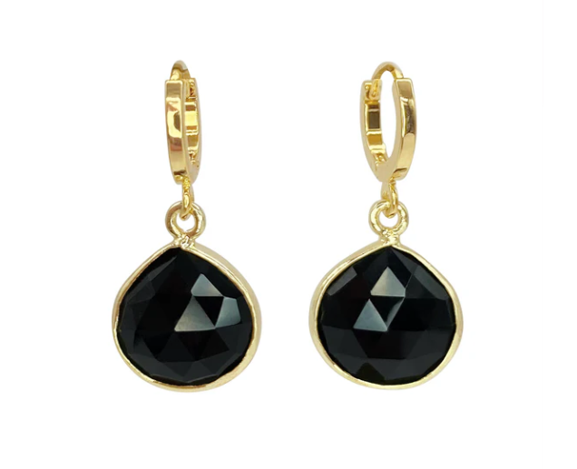 black semi-precious stone drop earrings. handmade jewellery in ireland