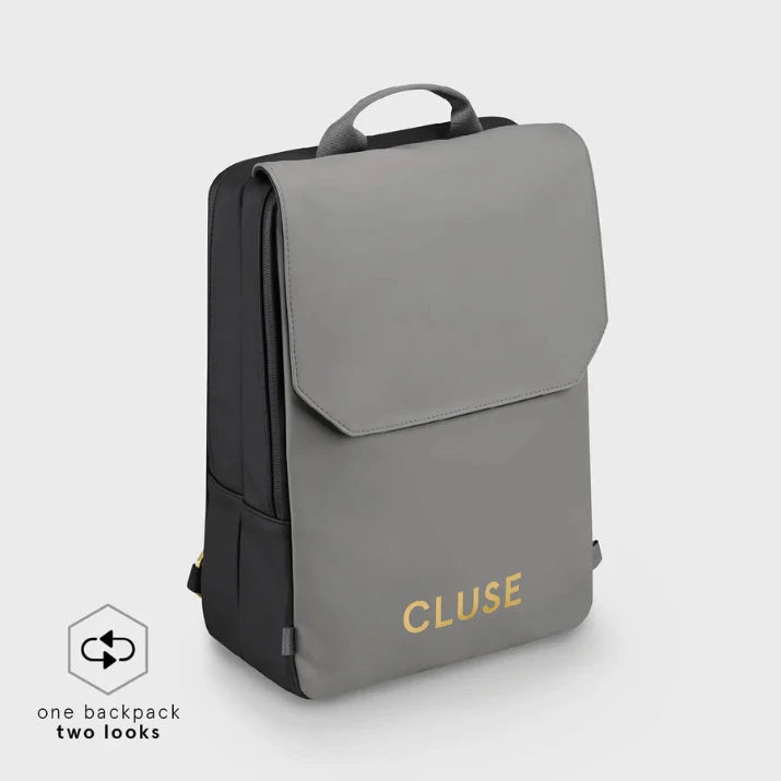 Cluse Reversible Backpack Black Grey and Gold Colour CX03501